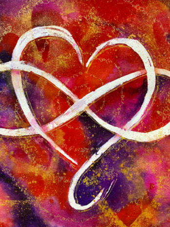 Love Beyond Infinity abstract watercolor painting by Michal Madison representing eternal love
