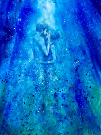 Sea of Infinite Love watercolor painting by Michal Madison representing divine love and unity