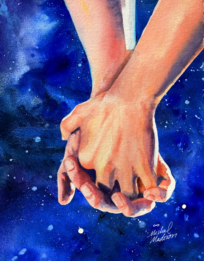 Always watercolor painting by Michal Madison representing connection and devotion