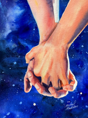 Always watercolor painting by Michal Madison representing connection and devotion