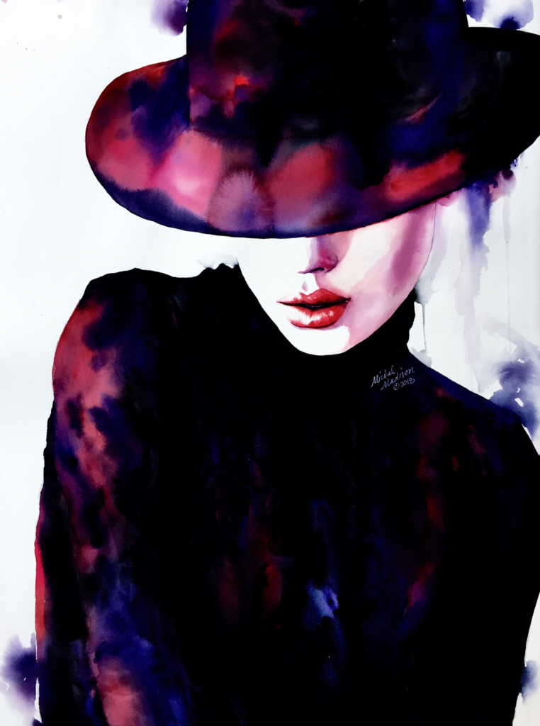 Inner Knowing watercolor portrait painting by Michal Madison exploring intuition, inner wisdom, and feminine awareness