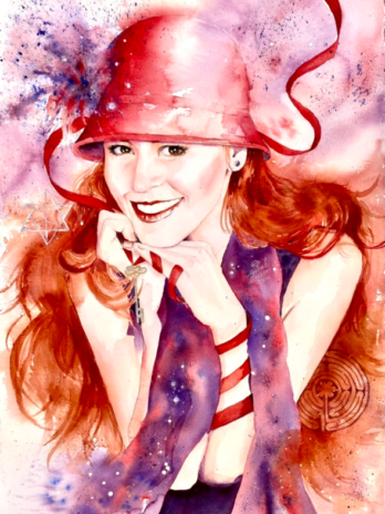 Love is the Key watercolor portrait painting by Michal Madison
